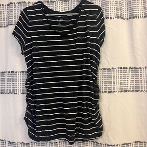 Style & Co. Black and White Striped Short Sleeve Tee